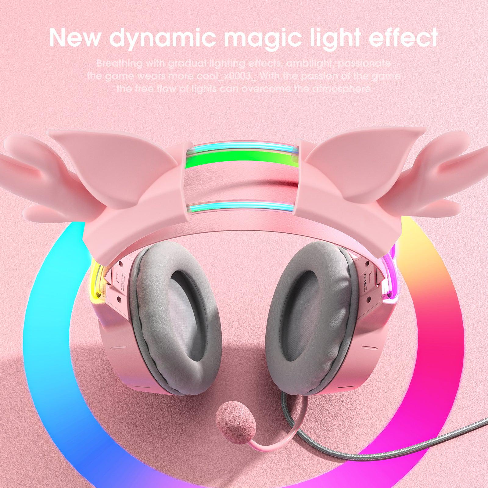 Onikuma X15 Pro Gaming Headset with Noise Cancellation Microphone (Pink Antler, Black Cat, Pink Cat) - Image 6