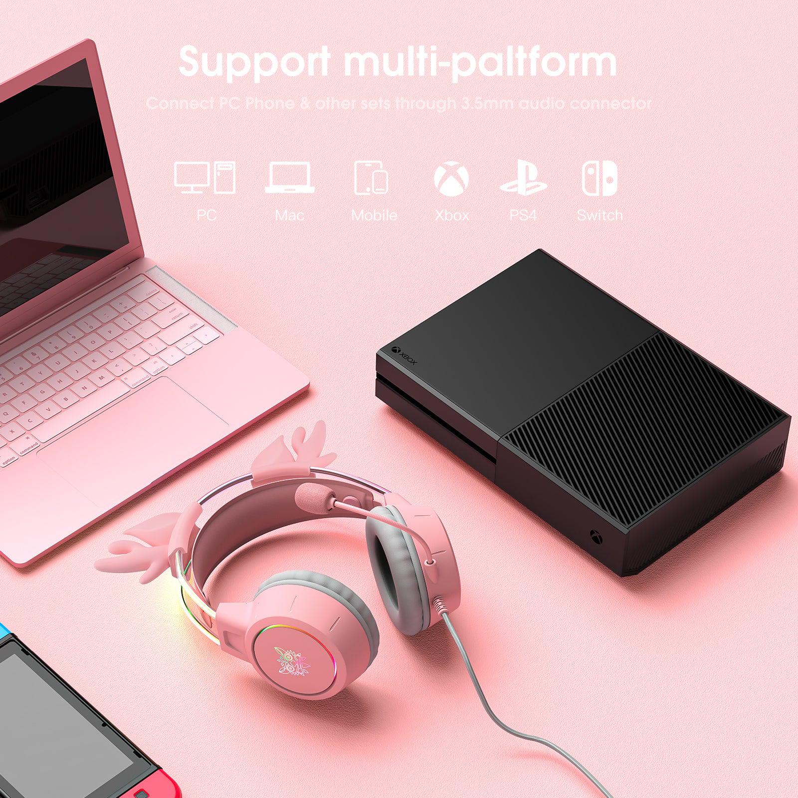 Onikuma X15 Pro Gaming Headset with Noise Cancellation Microphone (Pink Antler, Black Cat, Pink Cat) - Image 9