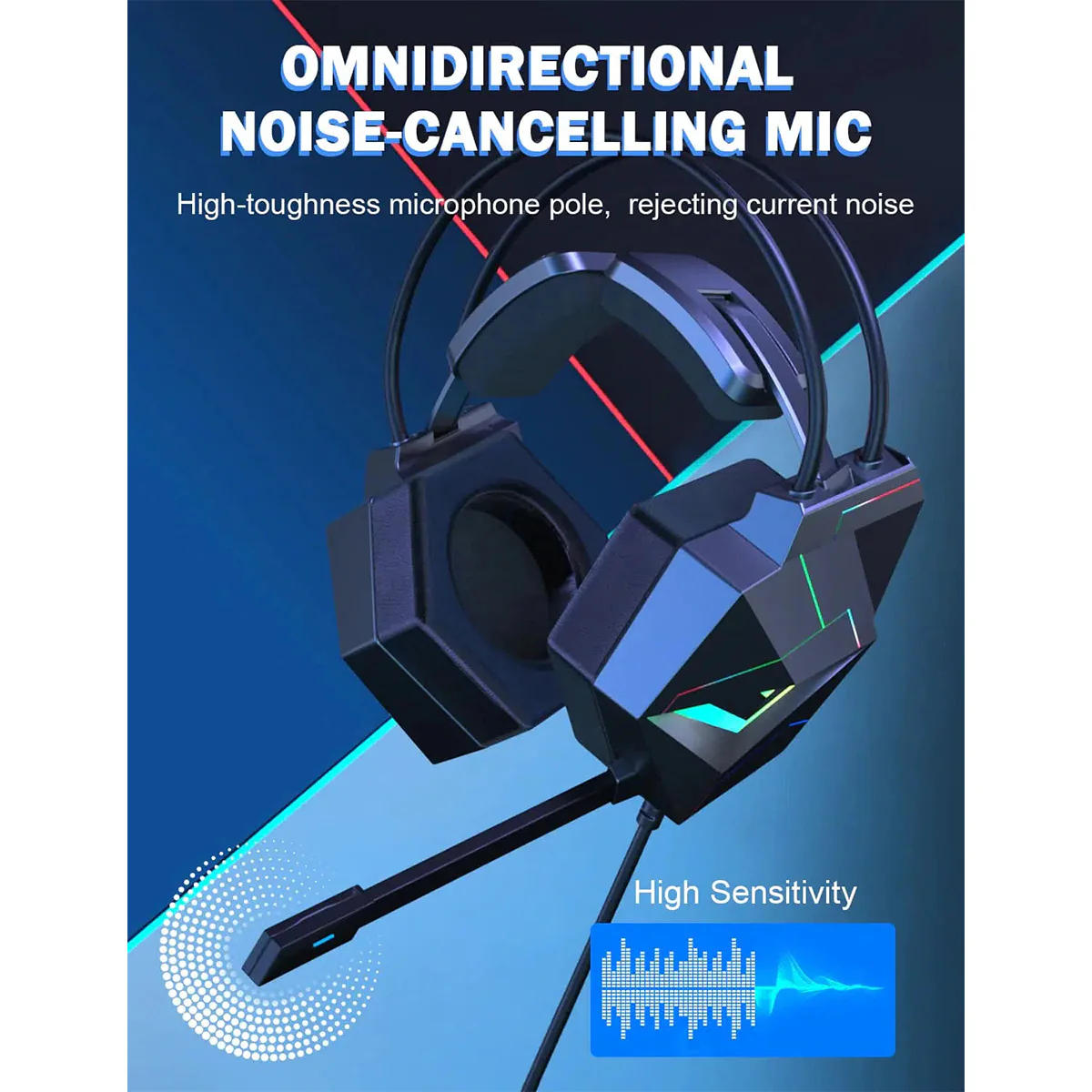 Onikuma X20 7.1 Wired Professional Gaming Headset with Noise Cancellation Microphone (Black) - Image 6