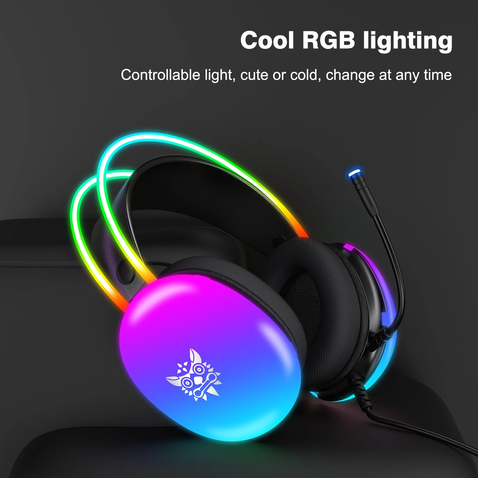Onikuma X25 RGB Professional Gaming Headset with Noise Cancellation Microphone (Black, White) - Image 12