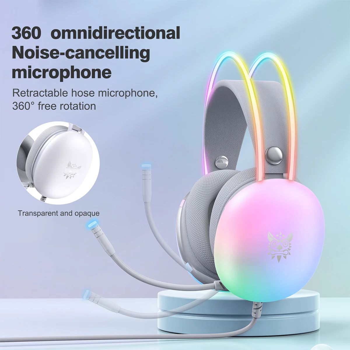 Onikuma X25 RGB Professional Gaming Headset with Noise Cancellation Microphone (Black, White) - Image 17