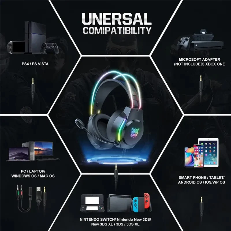 Onikuma X26 Professional Gaming Headset (Black) - Image 10