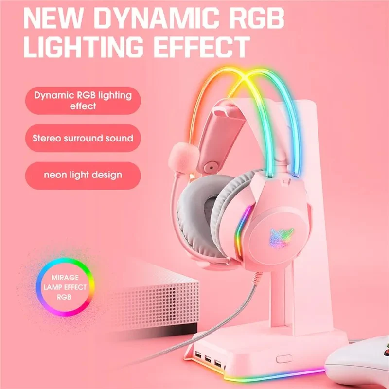 Onikuma X26 Professional Gaming Headset (Pink) - Image 3