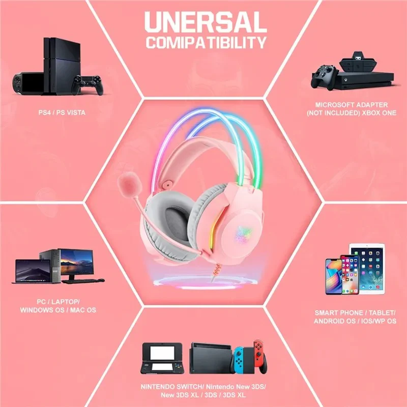 Onikuma X26 Professional Gaming Headset (Pink) - Image 7
