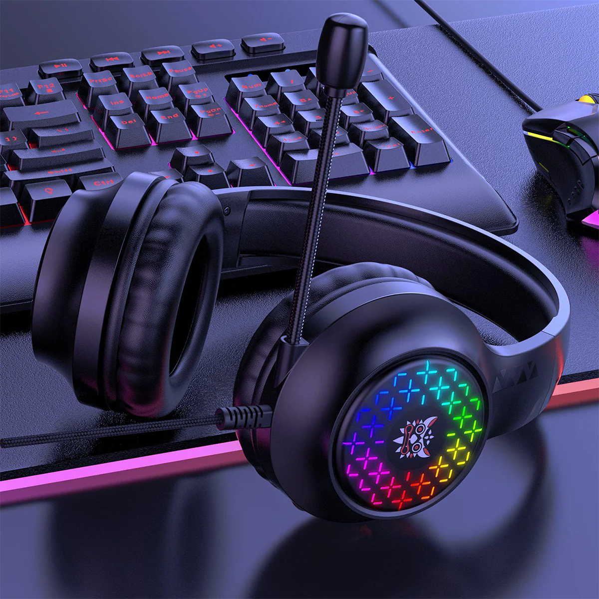 Onikuma X7 Pro RGB Wired Professional Gaming Headset with Noise Cancellation Microphone (Black) - Image 2