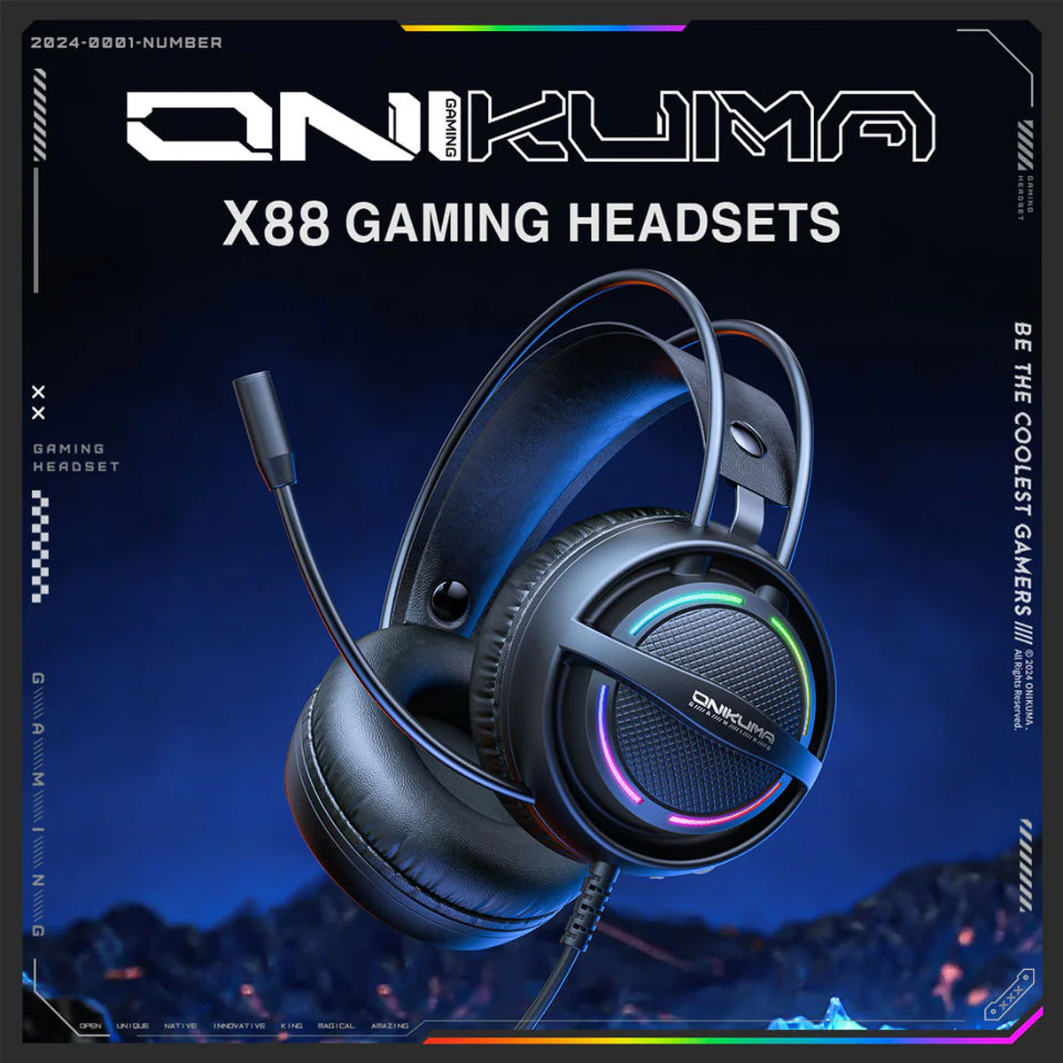 Onikuma X88 RGB Wired Gaming Headphone (Black) - Image 2