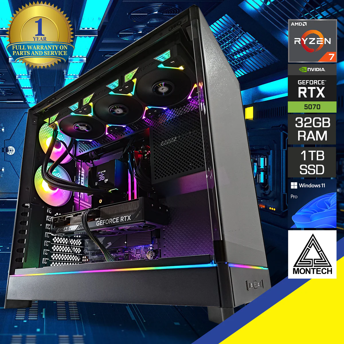 Optima HS02 Pro Black Desktop Gaming PC | AMD Ryzen 7 7800X3D | 32GB RAM | 1TB SSD | RTX 5070 | Windows 11 Pro