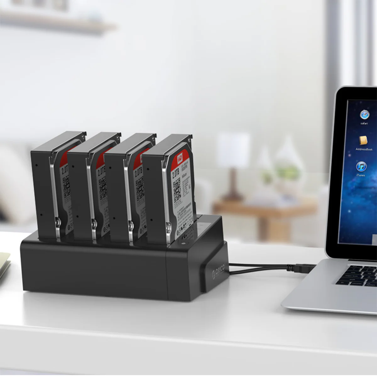 Orico 4 Bay 2.5"/3.5" Sata HDD/SSD Docking Station (Black) (6648US3-C) - Image 3