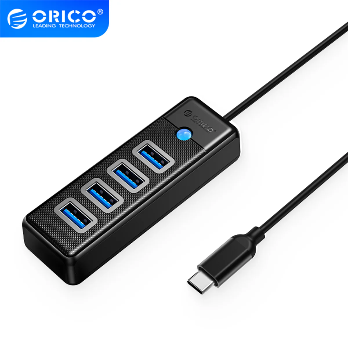 Orico 4 Ports USB3.0 HUB (PW4U-C3) (Black) - Image 4