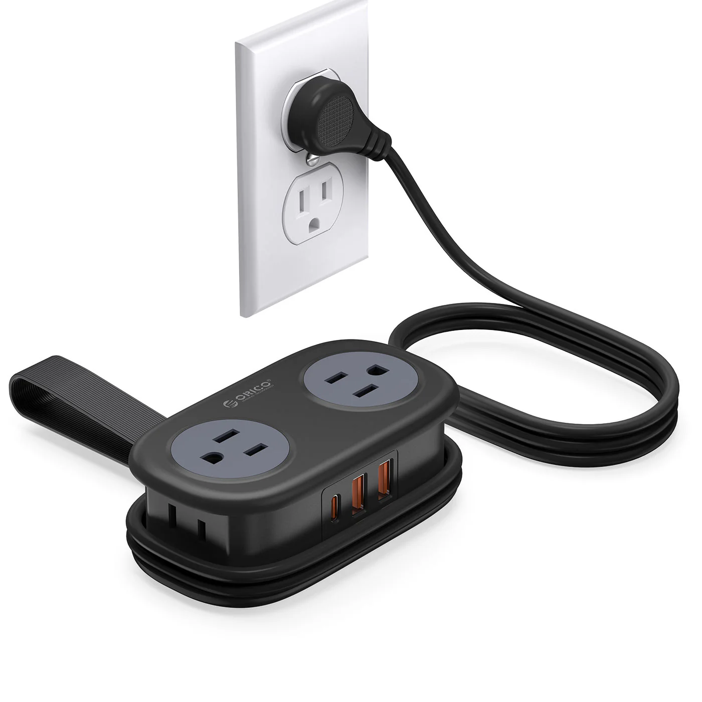 Orico AP3 7-Port 20W Travel Power Strip (Black, White) - Image 8