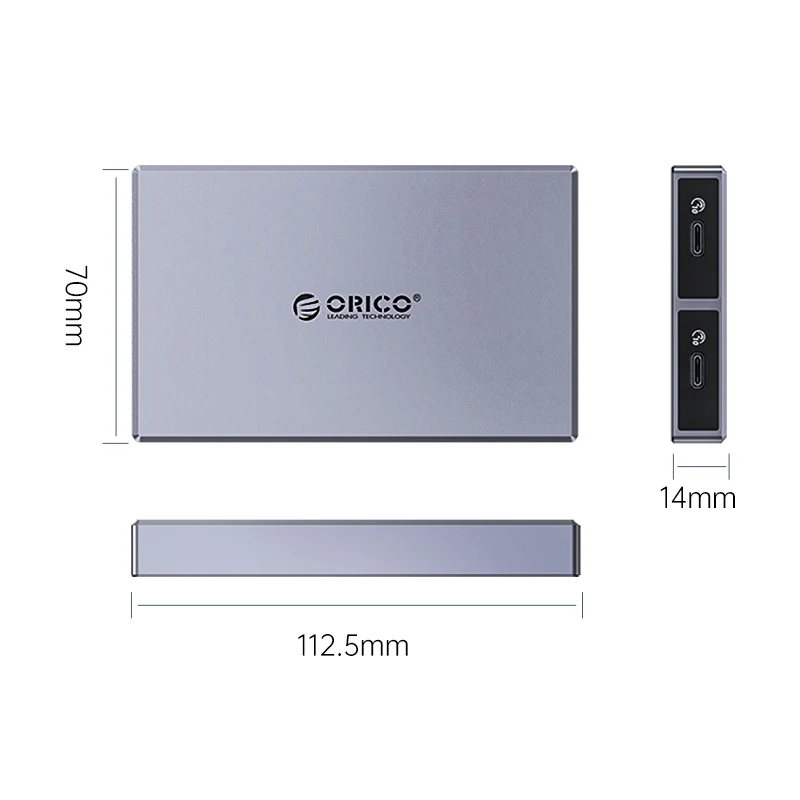 ORICO Dual-bay M.2 NVME + NVME SSD Enclosure (CM2C3-2N-GY-BP) - Image 9