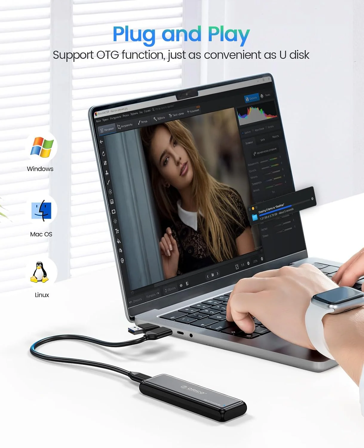 Orico M.2 SATA SSD Enclosure 10Gbps (DDM2-C3) (Black) - Image 5