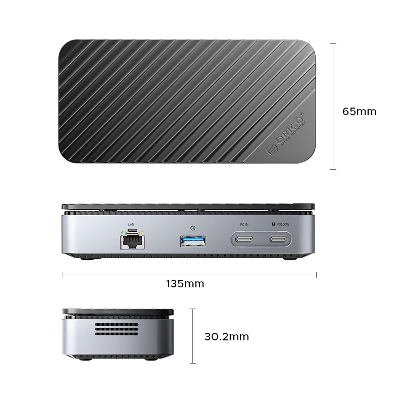 Orico M2P7 9-Port Docking Station with M.2 NVMe SSD Enclosure (Black) w/ Organizer Bag - Image 3