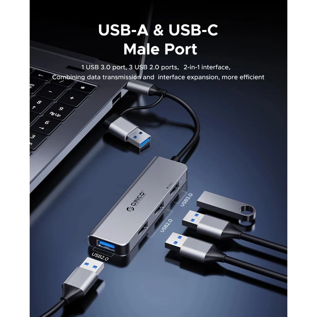 Orico YSA5-U3 4-Port Mini USB 3.0 Hub - 0.3M (Dark Grey) - Image 7