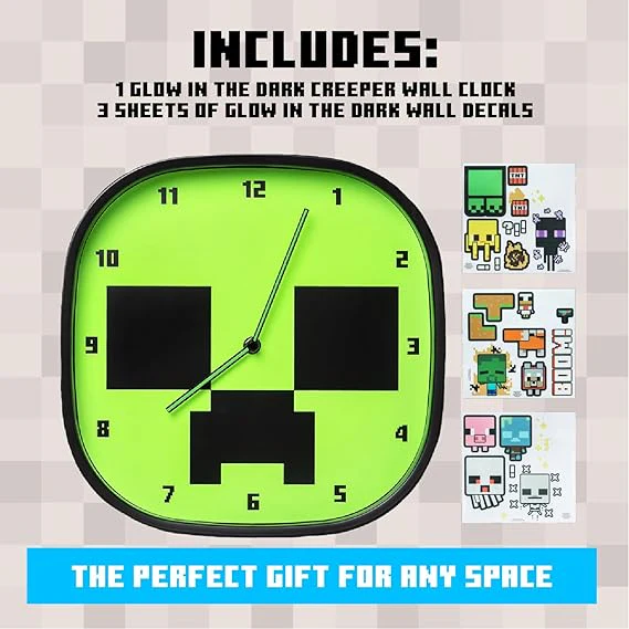 Paladone Minecraft Creeper Glow In The Dark Wall Clock (PP12045MCF) - Image 2
