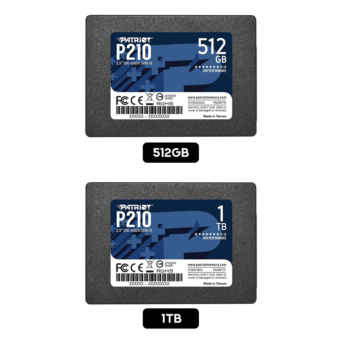 Patriot P210 2.5" SSD SATA III (512GB, 1TB) (P210S512G25, P210S1TB25)