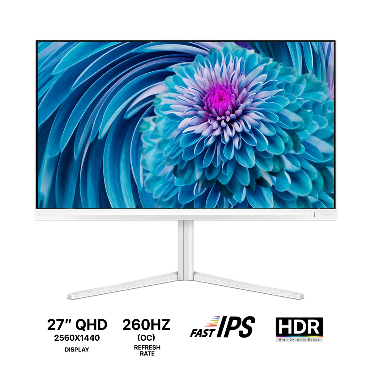 Philips Evnia 27M2N3501PA/00 27" QHD (2560x1440) 240Hz/ 260Hz OC 0.3ms MBR/ 1ms GTG Fast IPS Gaming Monitor with Tilt/ Height/ Swivel/ Pivot Adjustment (White)