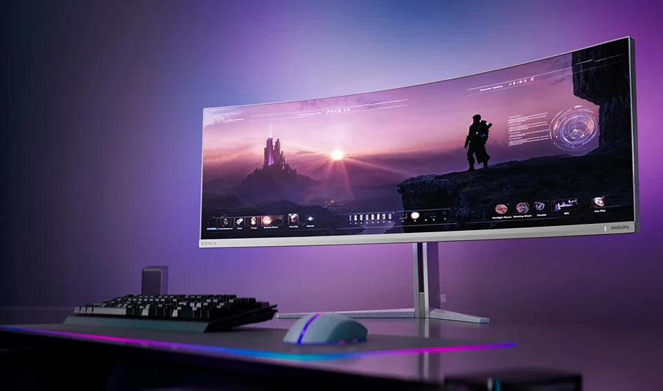Philips Evnia 49M2C8900/69 48.9" Dual QHD (5120x1440) 240Hz 0.03ms GTG QD OLED Curved Gaming Monitor with Tilt/ Height/ Swivel Adjustment (White) - Image 9