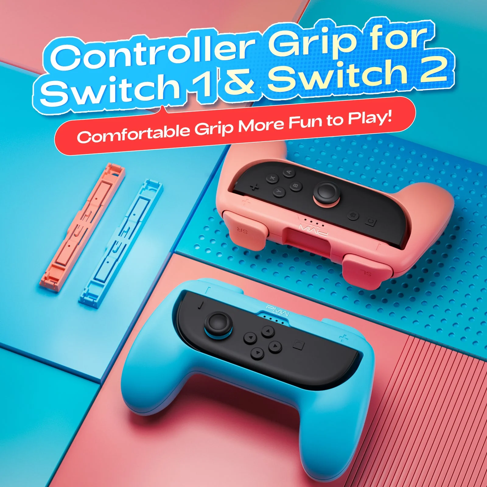 PMW Controller Grips for Nintendo Switch 2 / Nintendo Switch (Blue/Orange) (L1144) - Image 6