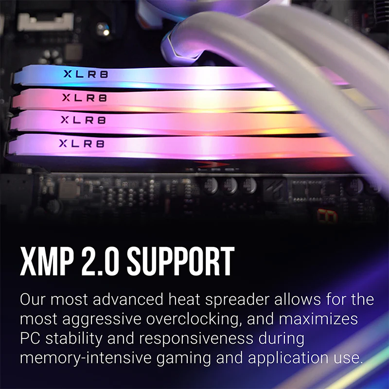 PNY XLR8 Gaming Epic-X RGB 16GB (2X8GB) DDR4 3200MHZ CL16 1.35V Desktop Memory (Silver) (MD16GK2D4320016XSRGB) - Image 7