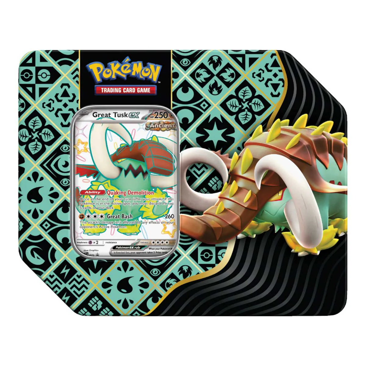 Pokemon TCG SV4.5 Scarlet & Violet Paldean Fates Tin 5-Booster (210-85624) (Charizard Ex, Great Tusk Ex, Iron Treads Ex) - Image 3