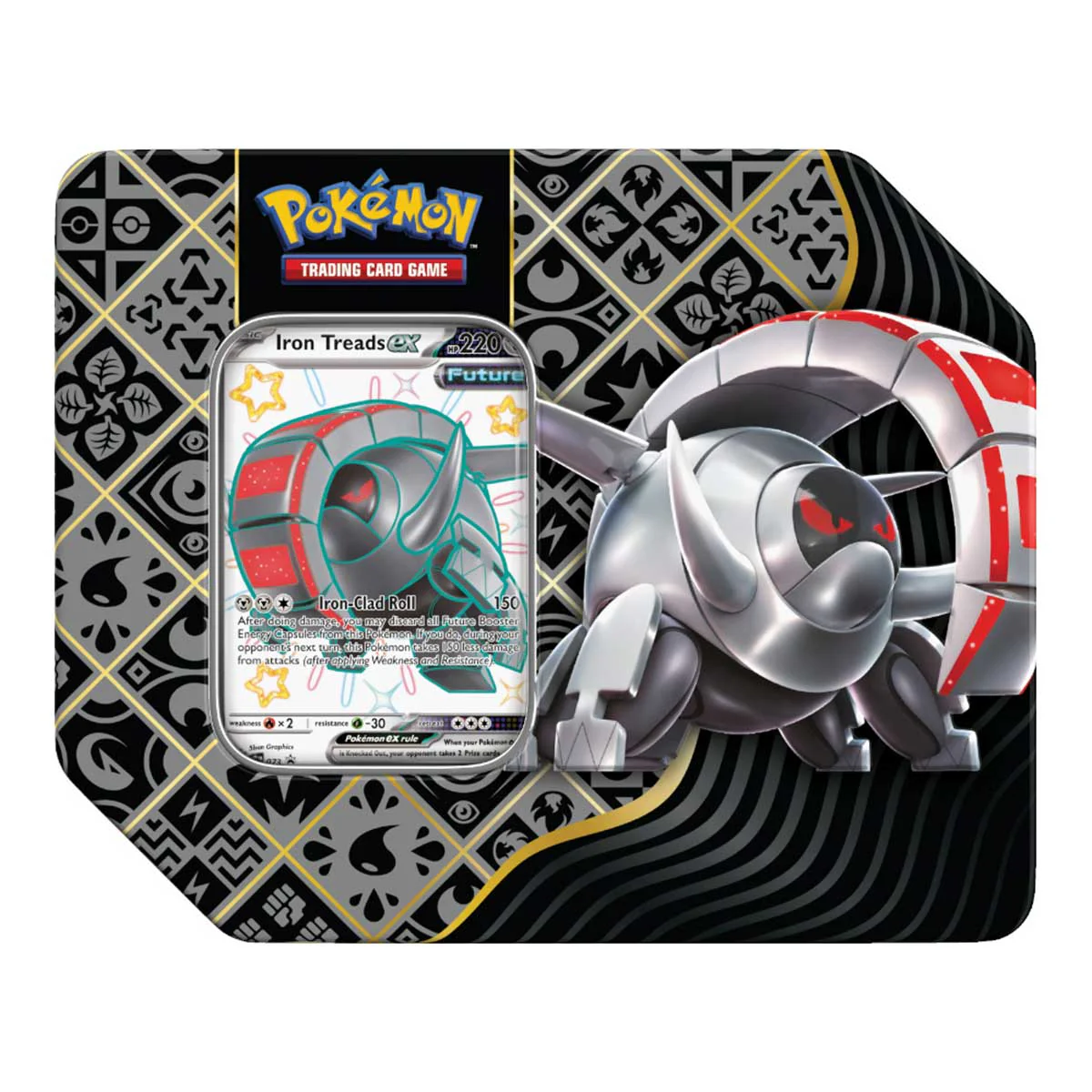 Pokemon TCG SV4.5 Scarlet & Violet Paldean Fates Tin 5-Booster (210-85624) (Charizard Ex, Great Tusk Ex, Iron Treads Ex) - Image 4