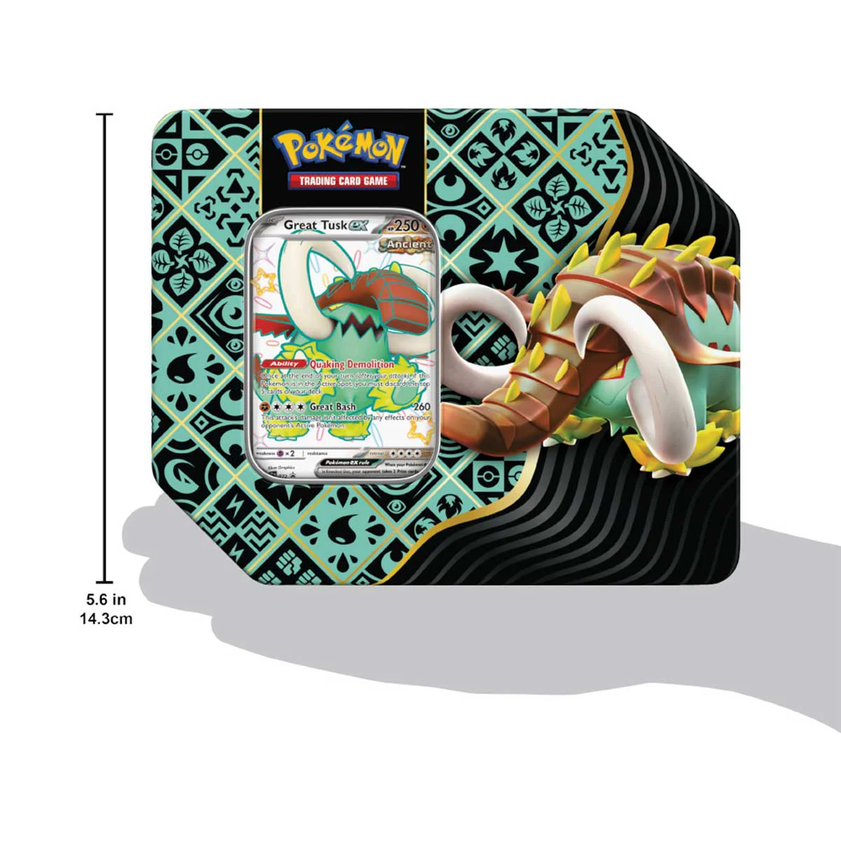 Pokemon TCG SV4.5 Scarlet & Violet Paldean Fates Tin 5-Booster (210-85624) (Charizard Ex, Great Tusk Ex, Iron Treads Ex) - Image 5