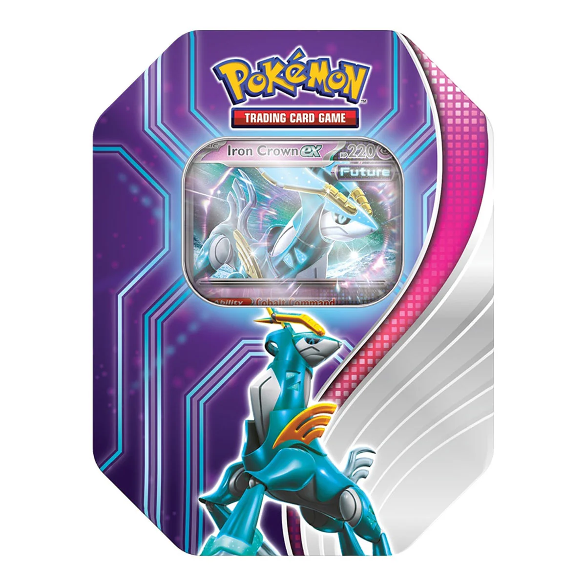 Pokemon Trading Card Game Paradox Destinies Ex Tin includes 4 Booster Packs (Iron Crown Ex, Gouging Fire Ex, Raging Bolt Ex, Iron Boulder Ex) - Image 2