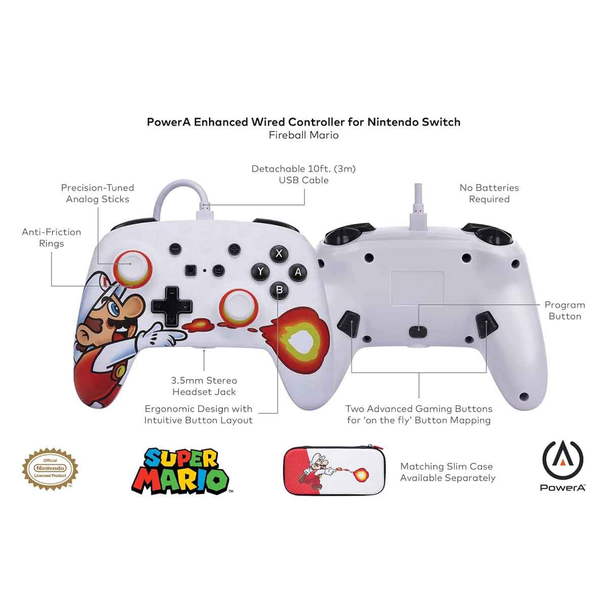Power A Enhanced Wired Controller for Switch (Fireball Mario) - Image 8