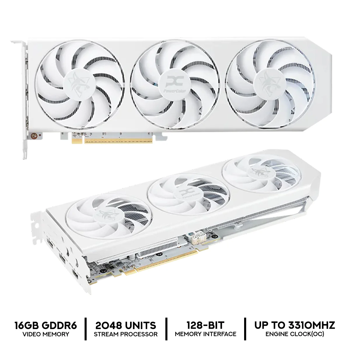 PowerColor Hellhound AMD Radeon RX 9060 XT 16GB GDDR6 Graphics Card (Spectral White) (RX9060XT 16G-L/OC/WHITE) - Image 2