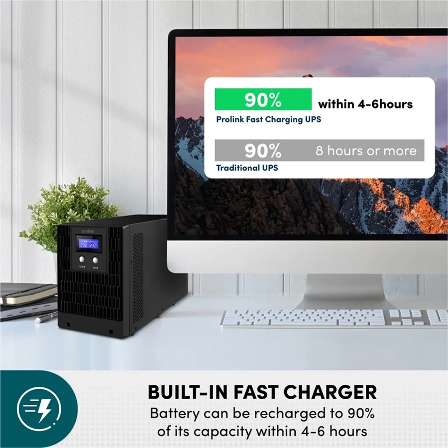 Prolink PRO3300SFCU-4U 3300VA 1980W Super-Fast Charging Line Interactive UPS with Built-in AVR + 4x Universal Socket + 2x IEC Outlet + 1x AC Input + USB Port + RJ45 Port - Image 6