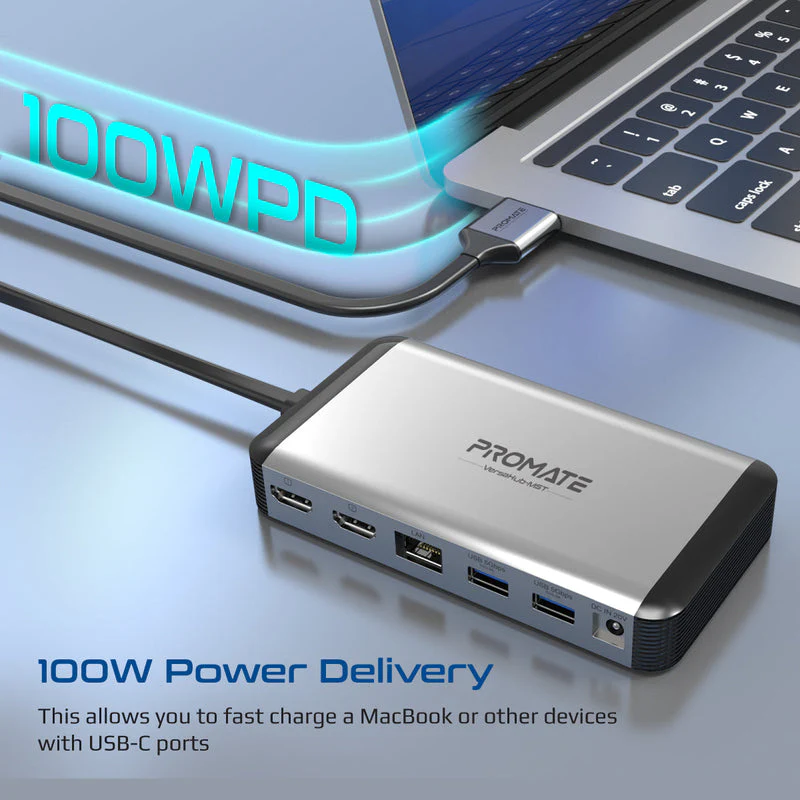 Promate Versahub-MST 13-In-1 Macbook Docking Station With 150W Power Adapter & 4K 60Hz MST Dual Display - Image 4