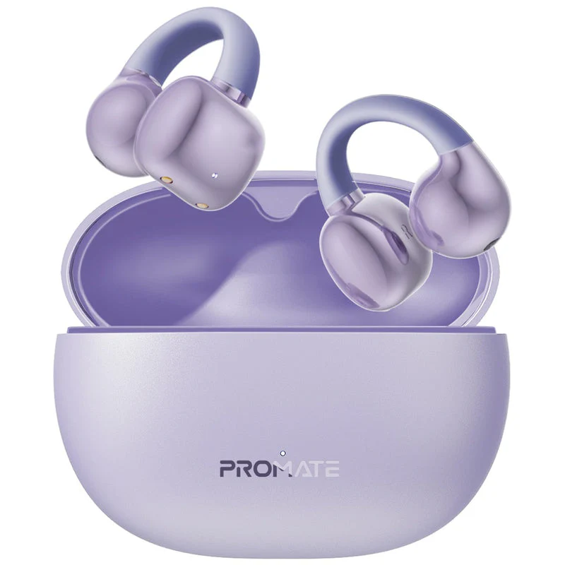 Promate AirClip AudioFit Open Ear Clip On TWS Earbuds With IntelliTouch (Black, Purple, White) - Image 12