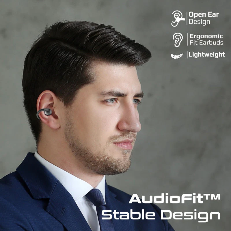 Promate AirClip AudioFit Open Ear Clip On TWS Earbuds With IntelliTouch (Black, Purple, White) - Image 5
