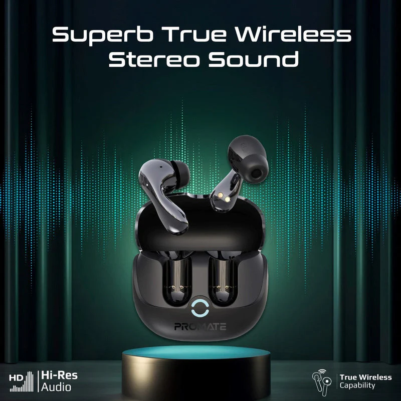 Promate Baton High-Definition Hybrid ANC TWS Earbuds with IntelliTouch (Black, White) - Image 6