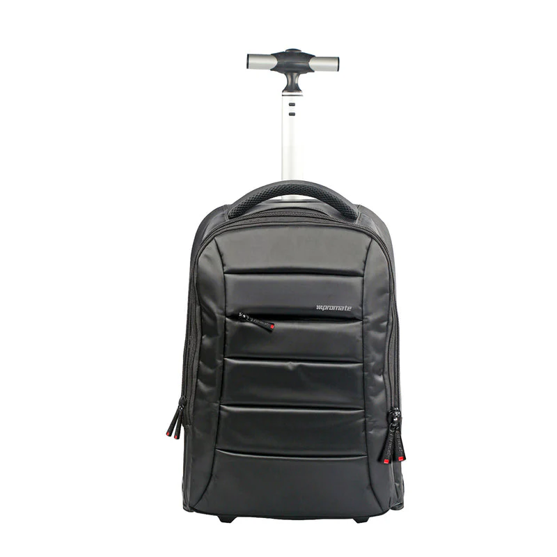 Promate Bizpak-TR High Volume Heavy Duty Trolley Bag for Laptops up to 15.6" w/ Multiple Storage (Black)