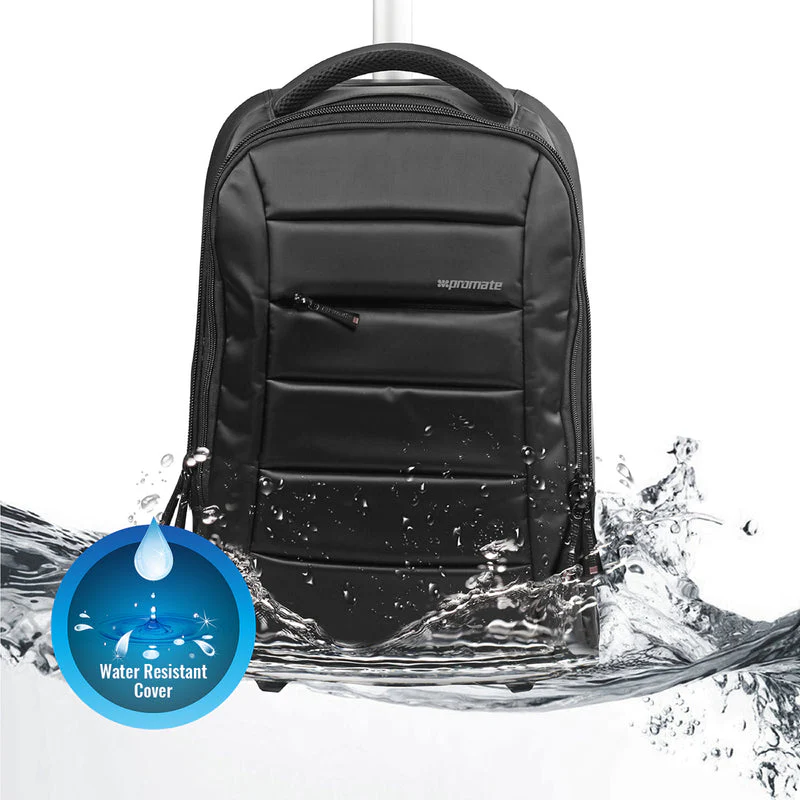 Promate Bizpak-TR High Volume Heavy Duty Trolley Bag for Laptops up to 15.6" w/ Multiple Storage (Black) - Image 2