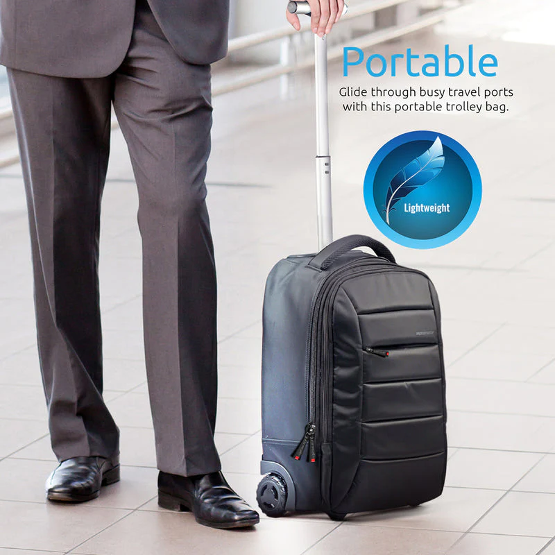 Promate Bizpak-TR High Volume Heavy Duty Trolley Bag for Laptops up to 15.6" w/ Multiple Storage (Black) - Image 6
