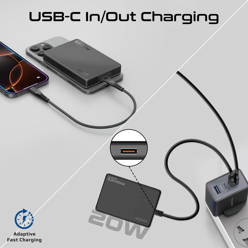 Promate Blade-10 Ultra-Compact Aluminum Crafted MagSafe Compatible Wireless Charging PowerBank (Black, Blue) - Image 5