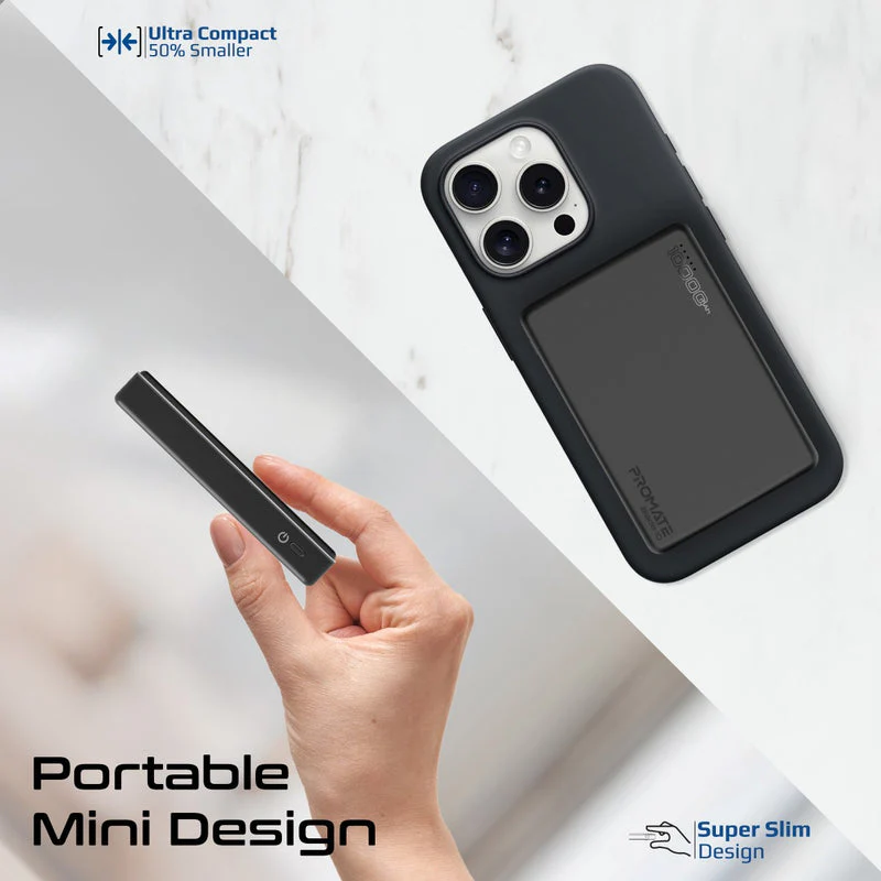 Promate Blade-10 Ultra-Compact Aluminum Crafted MagSafe Compatible Wireless Charging PowerBank (Black, Blue) - Image 9