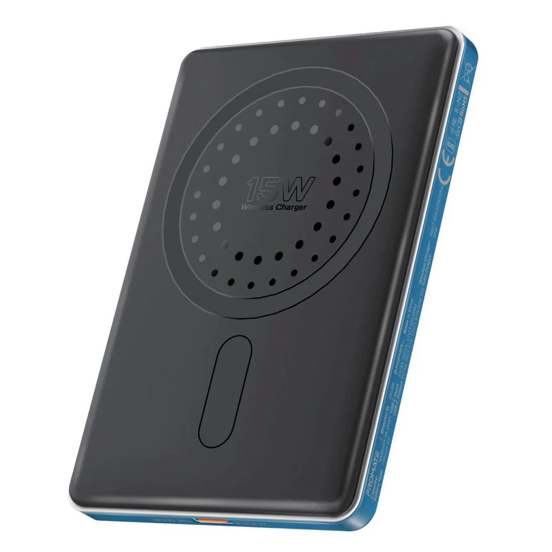 Promate Blade-5 USB-C 5000mAh Ultra-Slim Aluminum Crafted MagSafe Compatible Wireless Charging PowerBank (Black, Blue) - Image 11