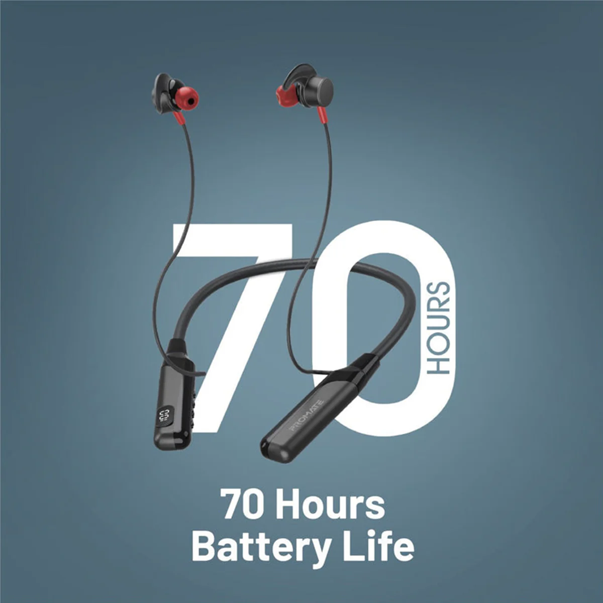 Promate Blend High-Definition Dynamic Wireless Neckband Earphones with TF Card Slot (Black) - Image 11