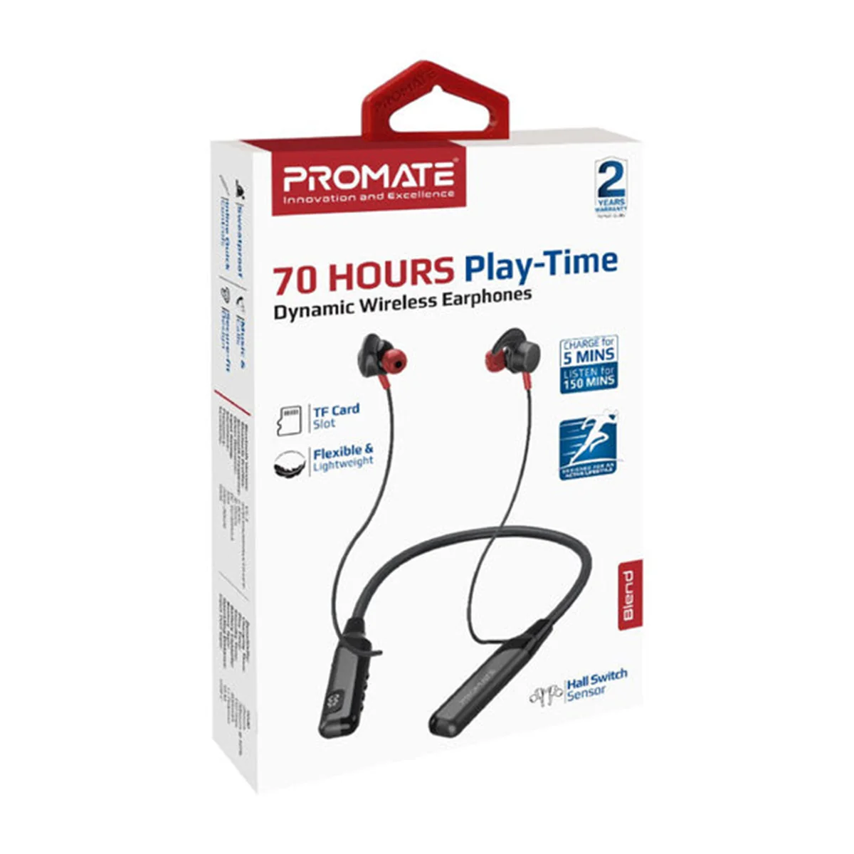 Promate Blend High-Definition Dynamic Wireless Neckband Earphones with TF Card Slot (Black) - Image 3
