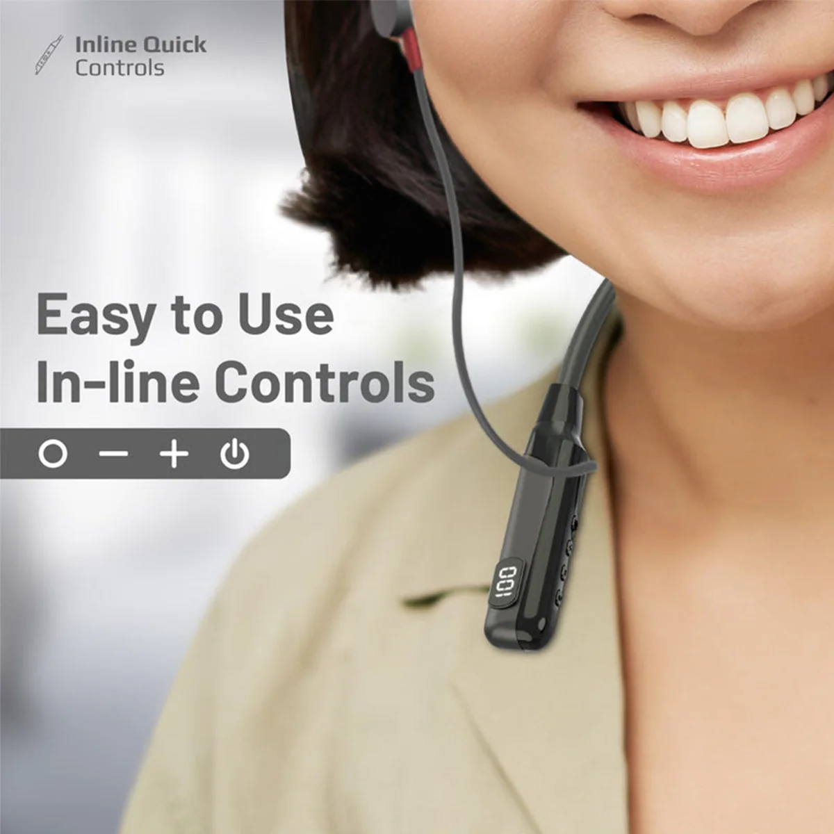 Promate Blend High-Definition Dynamic Wireless Neckband Earphones with TF Card Slot (Black) - Image 9