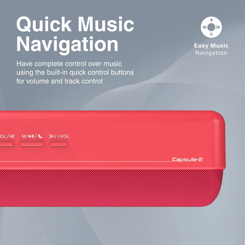 Promate Capsule-2 Crystal Sound HD Wireless Speaker (Red) - Image 3