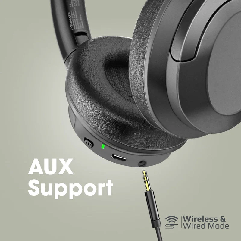 Promate Concord ANC High-Fidelity Stereo Wireless Headphones (Black) - Image 9