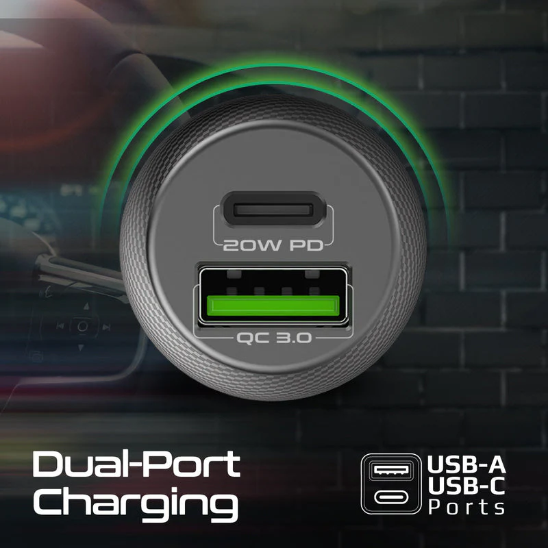 Promate DriveGear-20W 20W USB-C & USB-A Quick Charging Mini Car Charger - Image 4