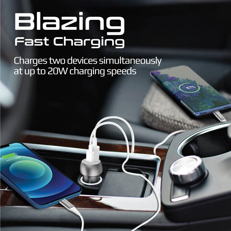 Promate DriveGear-20W 20W USB-C & USB-A Quick Charging Mini Car Charger - Image 6