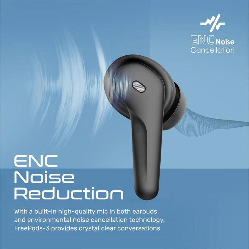 Promate Freepods-3 High Definition ENC Earphones With Intellitouch (Black) - Image 4