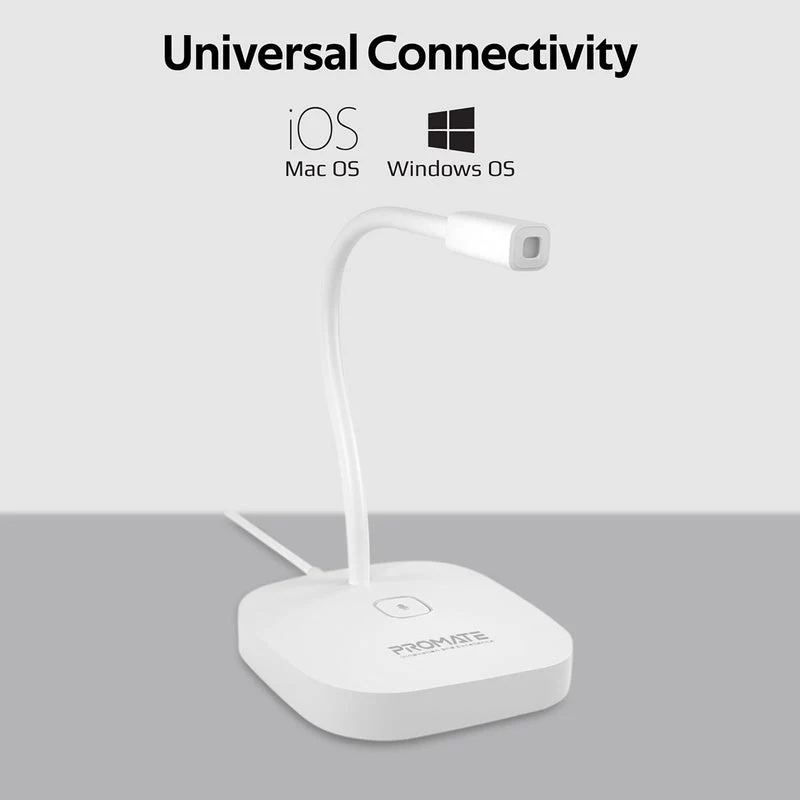 Promate PROMIC-1 High Definition Uni-Direcitonal Microphone With Flexible Gooseneck (White) - Image 3